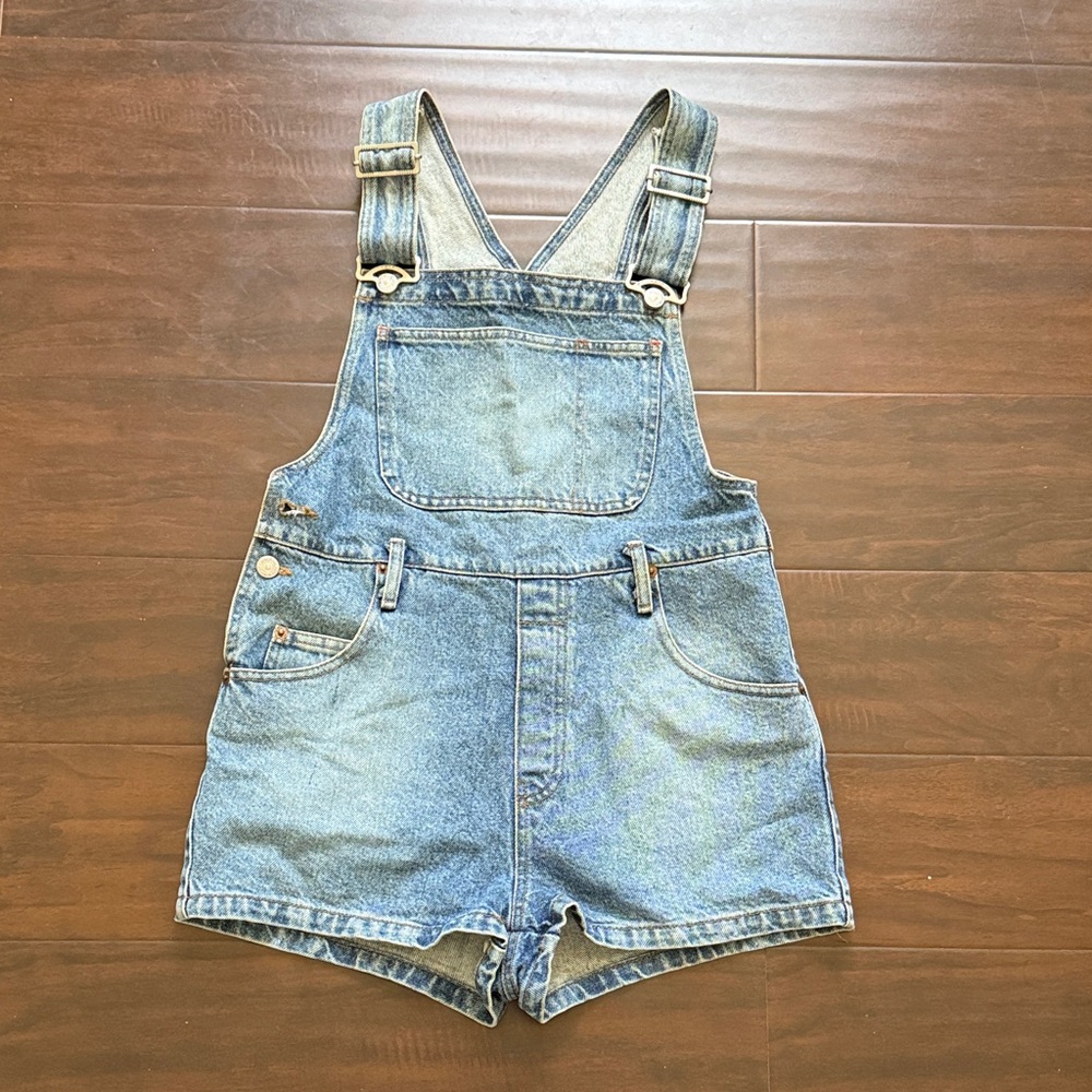 Light Blue Denim Short Overalls Romper